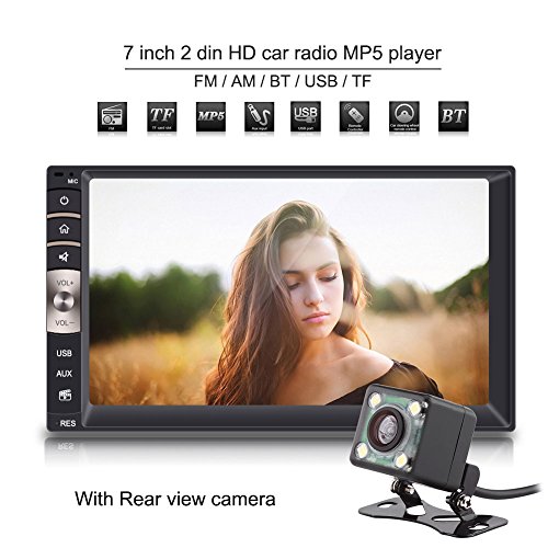 Qiilu Universal Reproductor Multimedia MP5-7 Pulgadas 2 DIN HD Pantalla Táctil Bluetooth USB/TF FM Aux Entrada Radio MP5 Player con Cámara Visión Trasera para Coche Qiilu Universal Reproductor Multimedia MP5-7 Pulgadas 2 DIN HD Pantalla Táctil Bluetooth USB/TF FM Aux Entrada Radio MP5 Player con Cámara Visión Trasera para Coche