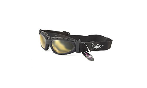 Rayzor Profesional UV400 Negro 2 En 1 de EsquÍ / snowboard gafas de sol / gafas, con un claro antideslumbrante Claridad del objetivo contra niebla recubierto amarillo y un desmontable con elástico diadema.