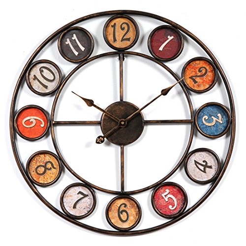 Reloj de Pared Silencioso, 60 cm Grande XXL de Metal, Modernos Reloj Decoración Adorno para Hogar Salon Oficina Comedor Habitación
