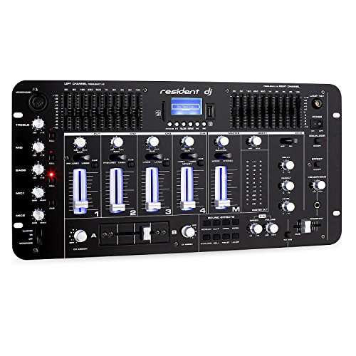 Resident DJ Kemistry 3BK - Mesa de Mezclas , 4 Canales , Equipo de DJ , Bluetooth , USB , SD , MP3 , 2 entradas Phono/línea , Ecualizador de 10 Bandas , Micrófono , Entradas XLR , Talkover , Negro Resident DJ Kemistry 3BK - Mesa de Mezclas , 4 Canales , Equipo de DJ , Bluetooth , USB , SD , MP3 , 2 entradas Phono/línea , Ecualizador de 10 Bandas , Micrófono , Entradas XLR , Talkover , Negro