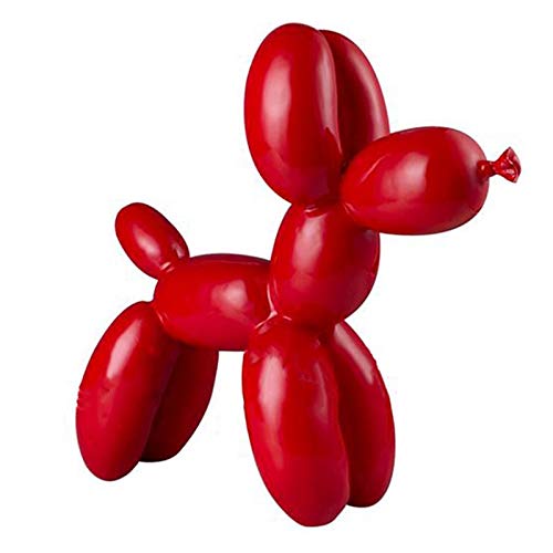 Resina globo abstracto escultura de perro estatuilla artesanía hogar mesa decoración geometría resina fauna silvestre perro figurita arte (Rojo)