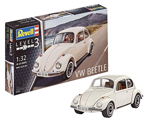 Revell Volkswagen Maqueta VW Beetle, Kit Modelo, Escala 1:32 (7681)(07681), Color Blanco, 13,0 cm de Largo