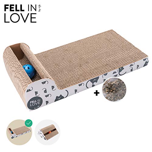 riijk Rascador para Gatos con Hierba Gatera - Juguete para Gatos con Bola de Campana - Antideslizante riijk Rascador para Gatos con Hierba Gatera - Juguete para Gatos con Bola de Campana - Antideslizante
