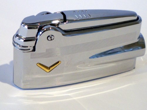 Ronson Varaflame Premier cromo con ribete de oro suave llama Flint encendedor en caja de regalo Ronson Varaflame Premier cromo con ribete de oro suave llama Flint encendedor en caja de regalo