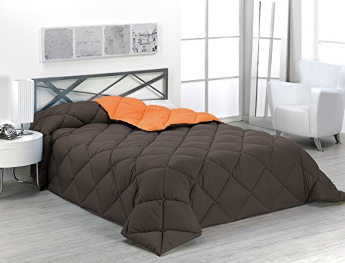 Sabanalia - Edredón nórdico de 400 g reversible (bicolor), para cama de 90/105 cm, color naranja y chocolate Sabanalia - Edredón nórdico de 400 g reversible (bicolor), para cama de 90/105 cm, color naranja y chocolate