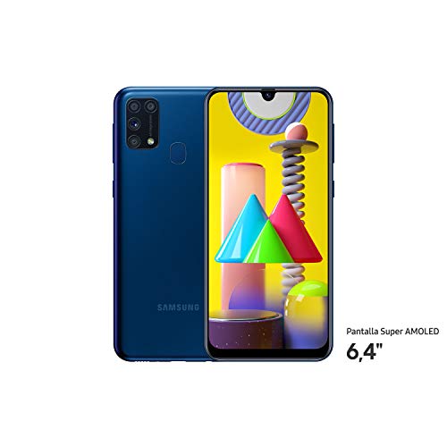 Samsung Galaxy M31 - Smartphone Dual SIM, Pantalla de 6.4" sAMOLED FHD+, Cámara 64 MP, 6 GB RAM, 64 GB ROM Ampliables, Batería 6000 mAh, Android, Versión Española, Color Azul