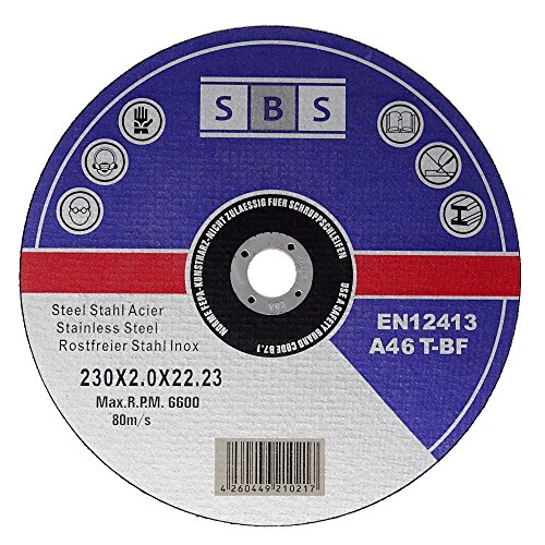 SBS - Disco de corte (25 unidades, 230 x 2 mm, acero inoxidable)