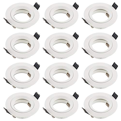 SEBSON 12x Foco empotrable Techo incl. GU10 casquillo (LED/Halógeno) - Orificio de montaje ø65mm, ø80x24mm, redondo, aluminio blanco