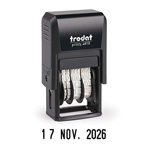 Sello Fechador Trodat Printy 4810, meses español abreviados, altura fecha 3,8 mm, entintaje automático, tinta negra Sello Fechador Trodat Printy 4810, meses español abreviados, altura fecha 3,8 mm, entintaje automático, tinta negra