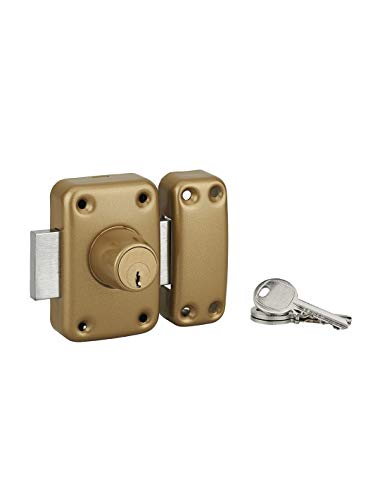 Serrupro - Cerrojo de puerta de entrada de cristal con cilindro doble de 45 mm Serrupro - Cerrojo de puerta de entrada de cristal con cilindro doble de 45 mm
