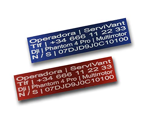 SERVIVANT ● Kit de 2 Placas Identificativas para Drones ● Placas para Drones OBLIGATORIAS según normativa AESA ● Tamaño Personalizados para Todos los Modelos de Drones SERVIVANT ● Kit de 2 Placas Identificativas para Drones ● Placas para Drones OBLIGATORIAS según normativa AESA ● Tamaño Personalizados para Todos los Modelos de Drones