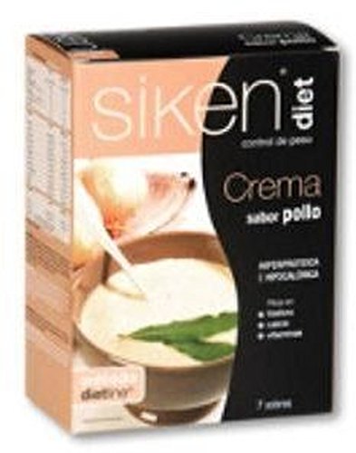SIKEN Diet - Crema sabor a Pollo. Caja con 7 Sobres de 22 g. 73 Kcal/sobre.