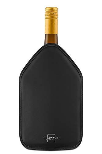 SILBERTHAL Enfriador Botellas Vino Ajustable | Funda enfriadora Botellas Vino de Gel | Funda enfriadora Botellas Antideslizante y elástica | Enfriador Botellas Cava Negro