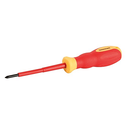 Silverline 654832 Destornillador Phillips Engomado para Electricistas VDE, N° 0 x 75 mm Silverline 654832 Destornillador Phillips Engomado para Electricistas VDE, N° 0 x 75 mm