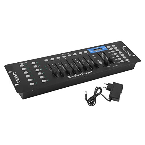 Sistema de control DMX-192-192 canales Controlador DMX512 Equipo de DJ Consola Programador de iluminación de escenario Fiesta DJ Disco Operador Equipo Negro Enchufe de la UE - Negro