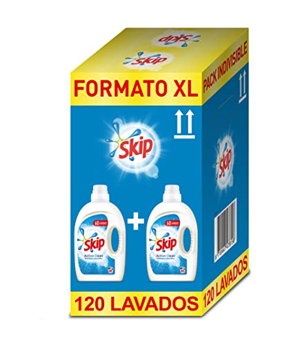 Skip Active Clean Detergente Líquido para Lavadora - Paquete de 2 x 60 lavados - Total: 120 lavados Skip Active Clean Detergente Líquido para Lavadora - Paquete de 2 x 60 lavados - Total: 120 lavados