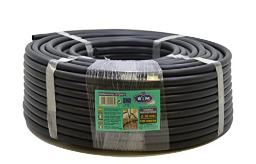 S&M 010064 -Tubería riego por goteo de polietileno Ø 16 mm x 100 metros, color negro S&M 010064 -Tubería riego por goteo de polietileno Ø 16 mm x 100 metros, color negro