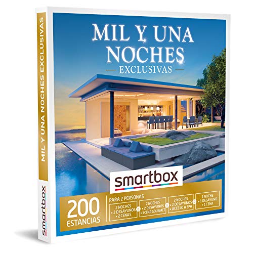 SMARTBOX - Caja Regalo - Mil y una Noches exclusivas - Idea de Regalo - 2 Noches con Desayuno y 1 o 2 cenas o SPA o 1 Noche con Desayuno y Cena para 2 Personas