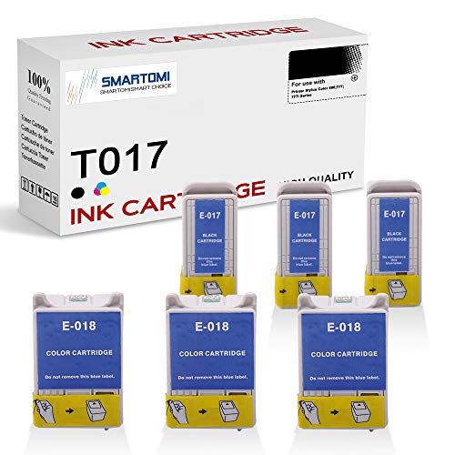 SMARTOMI T017 T018 compatibles con Epson T 017 018 Cartucho de Tinta, para Epson Printer Stylus Color 680 777 777i Series(6 Cartuchos: 3 Negro, 3 Colore) SMARTOMI T017 T018 compatibles con Epson T 017 018 Cartucho de Tinta, para Epson Printer Stylus Color 680 777 777i Series(6 Cartuchos: 3 Negro, 3 Colore)
