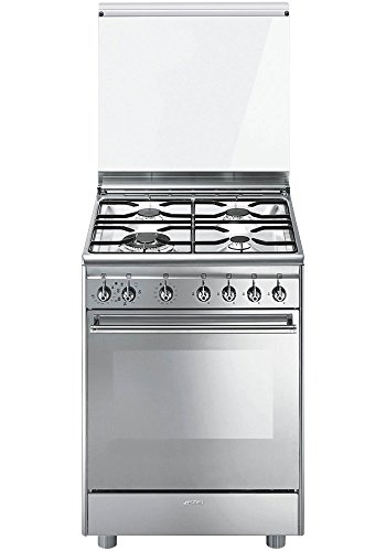 Smeg CX68M8-1 Independiente Encimera de gas A Acero inoxidable - Cocina (Cocina independiente, Acero inoxidable, Giratorio, Frente, Encimera de gas, Medio)