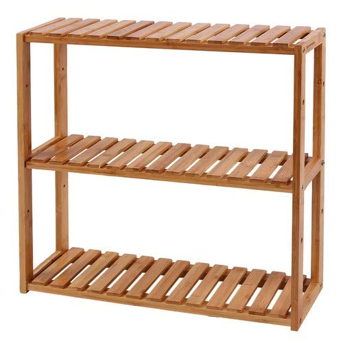 SONGMICS Estantería de Bambú para Baño, Librería, Organizador, Estantería de Almacanamiento de Pared, 60 x 15 x 54 cm BCB13Y