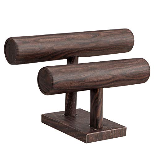 SONGMICS Soporte de Pulseras de 2 Niveles, Soporte de Joyas en Forma de T, Exhibidor de Relojes, Cuero Sintético, Idea de Regalo, Marrón Rústico JDS102BR SONGMICS Soporte de Pulseras de 2 Niveles, Soporte de Joyas en Forma de T, Exhibidor de Relojes, Cuero Sintético, Idea de Regalo, Marrón Rústico JDS102BR