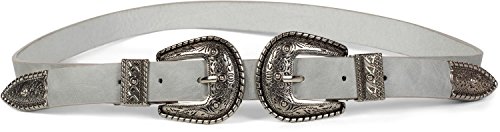 styleBREAKER cinturón con doble hebilla decorada en estilo de vaqueros, B-Low Belt, cinturón para la cintura, acortable, señora 03010085, tamaño:90cm, color:Gris claro styleBREAKER cinturón con doble hebilla decorada en estilo de vaqueros, B-Low Belt, cinturón para la cintura, acortable, señora 03010085, tamaño:90cm, color:Gris claro