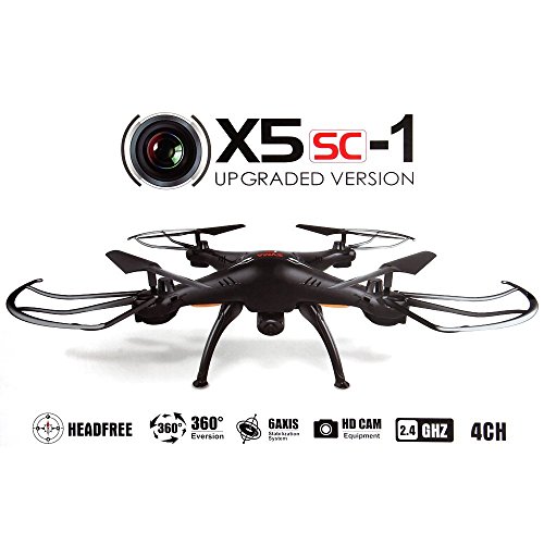 Syma X5Sc-1 - Drone Cuadricóptero con Control Remoto y Cámara Hd, (Negro)