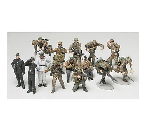 Tamiya 300032514 - Figuras de Granaderos Panzer alemanes (15 Unidades, Escala 1:48, Segunda Guerra Mundial)