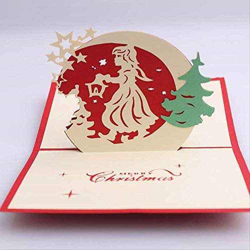 Tarjeta De Felicitación Creativa Tarjeta De Felicitación Hecha A Mano En 3D Tarjeta De Navidad Niña Bajo La Luz De La Luna Talla De Papel Tarjeta De Felicitación Tarjeta De Felicitación Estéreo 3D