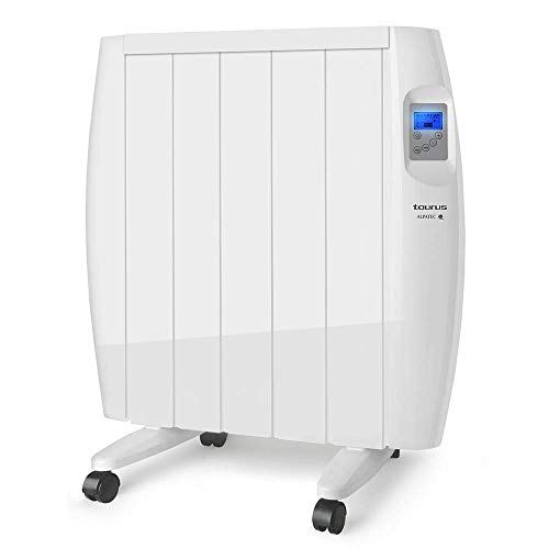 Taurus Tallin 900 - Emisor térmico, tecnología seca, programación diaria-semanal, temperatura hasta 35ºC, funcionamiento confort y económico, Incluye ruedas y soporte pared, 5 elementos, 900W