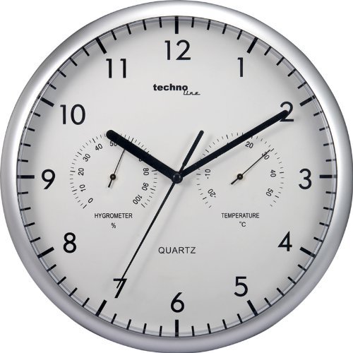 Technoline Wt 650 - Reloj de Pared con Termómetro Y Medidor de Humedad, plata