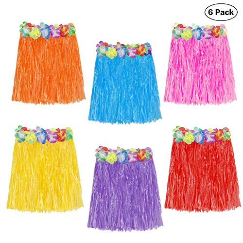 ThinkMax 6 Piezas Falda Hawaiana para niña y Mujeres, Tema de Playa Favor de Fiesta ThinkMax 6 Piezas Falda Hawaiana para niña y Mujeres, Tema de Playa Favor de Fiesta