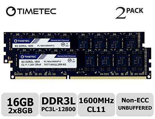 Timetec Hynix IC 16GB Kit (2x8GB) DDR3L 1600MHz PC3-12800 Unbuffered Non-ECC 1.35V CL11 2Rx8 Dual Rank 240 Pin UDIMM PC Sobremesa Memoria Principal Module Upgrade (16GB Kit (2x8GB))