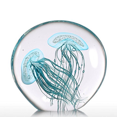 Tooarts Medusa Figura decorativa animal Escultura de cristal Azul