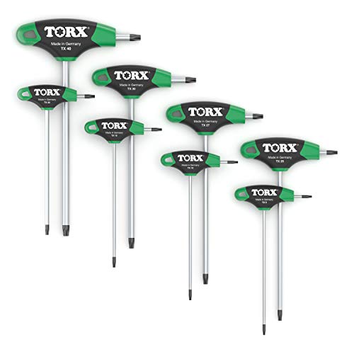 TORX® 70563 Juego de destornilladores / Juego con mango en T 8 piezas. T9-T40 | Made in Germany | juego de llaves Torx |llaves destornilladoras | T9 | T10 | T15 | T20 | T25 | T27 | T30 | T40 | TX | para tornillos TORX