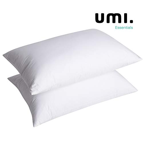 UMI. Essentials - Pack de Dos Almohadas de Plumas de Ganso Blancas con Tela 100% de algodón (48 x 74 cm, firmeza Mediana)