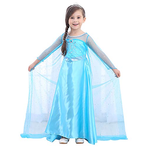 URAQT Traje del Vestido / Traje de Princesa de la Nieve Vestido Infantil Disfraz de Princesa de Niñas para Fiesta Carnaval Cumpleaños Cosplay (100)