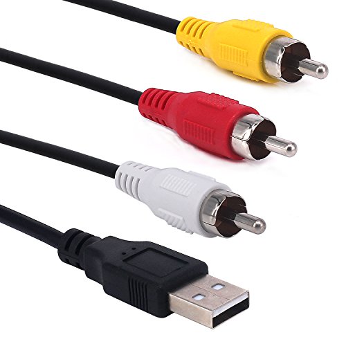 USB A 3 RCA Cable, Miel (1,5 m, Conector USB Macho a 3 RCA Macho Divisor Audio Video AV Compuesto Cable Adaptador para TV/Mac/PC