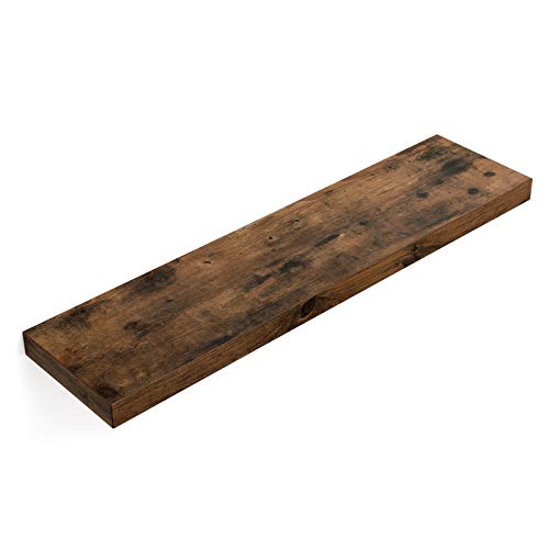 VASAGLE Estante de Pared para, Estante Flotante, 80 x 20 x 3,8 cm, Estantes para Libros, Decoraciones, Marrón Rústico LWS28BX VASAGLE Estante de Pared para, Estante Flotante, 80 x 20 x 3,8 cm, Estantes para Libros, Decoraciones, Marrón Rústico LWS28BX