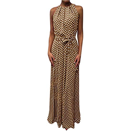VEMOW Faldas Mujer Vestido De Playa Sin Mangas con Estampado De Puntos De Verano Casual para Mujer Faldas(Caqui,S) VEMOW Faldas Mujer Vestido De Playa Sin Mangas con Estampado De Puntos De Verano Casual para Mujer Faldas(Caqui,S)
