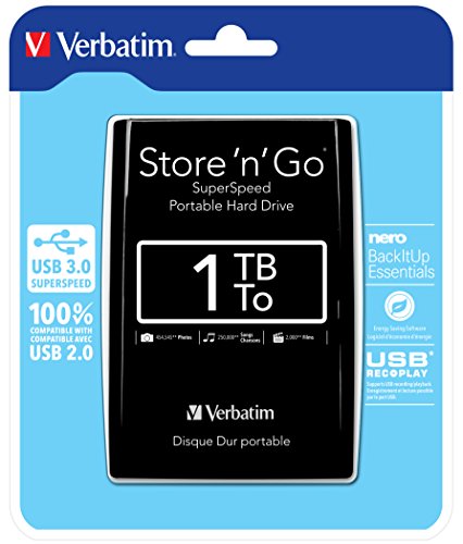 Verbatim 53023 - Disco Duro Externo de 1000 GB, Negro