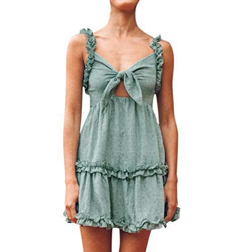 Vestido con Cuello en V sin Mangas Volantes y Cordones Forma de Cintura Casual Lazo Largo Mujer para Noche Fiesta Algodón Ropa Top Falda Espalada Descubirta Dama Honor Sexy Elegante Novia Sin Vestido con Cuello en V sin Mangas Volantes y Cordones Forma de Cintura Casual Lazo Largo Mujer para Noche Fiesta Algodón Ropa Top Falda Espalada Descubirta Dama Honor Sexy Elegante Novia Sin