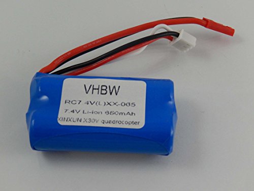 vhbw Batería Li-Ion 650mAh (7.4V) para dron, multicóptero, cuadricóptero XinXun UFO X30 V Intruder como 43965.