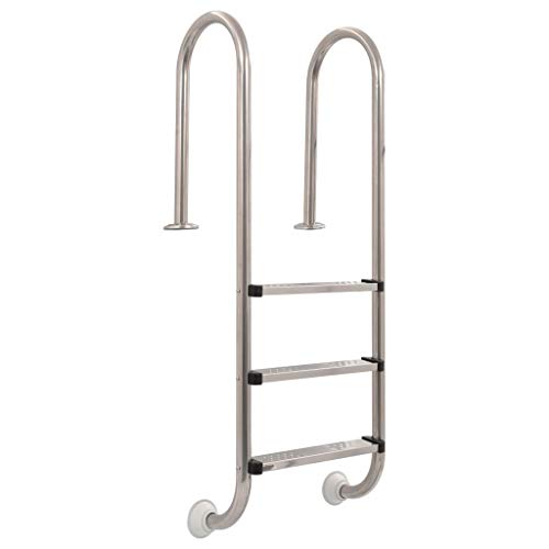 vidaXL Escalera de Piscina 3 Peldaños Acero Inoxidable 120cm Accesorio Piscina