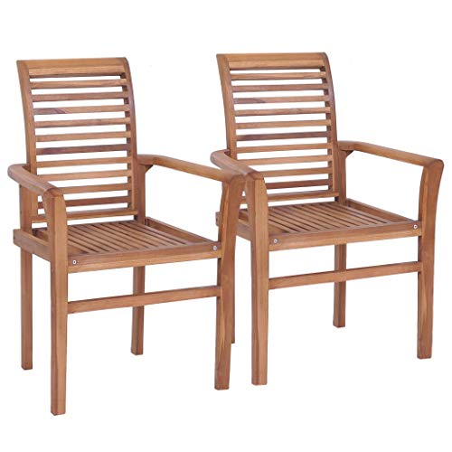 vidaXL Madera Maciza Teca 2X Sillas Comedor Apilables Asiento Taburete Sillón vidaXL Madera Maciza Teca 2X Sillas Comedor Apilables Asiento Taburete Sillón