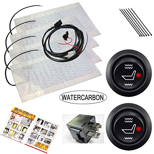 WATERCARBON Kit de calentador de asiento de fibra de carbono Ajuste Hi / Lo 3 Años de garantía USA - 2 asientos