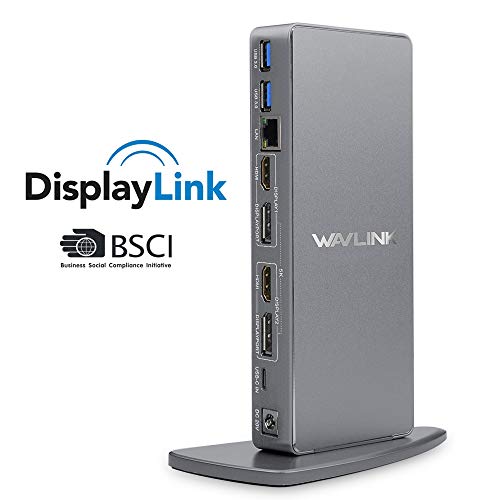 WAVLINK Ultra HD/5K USB 3.0 & USB C Universal Docking Station, 2 x 5k Display Port DP Puerto,2 x 4k HDMI, Gigabit Ethernet, Puerto Audio+Micrófono,4 Puertos USB 3.0, 2 Puertos USB C, Cables USB 3.0/C WAVLINK Ultra HD/5K USB 3.0 & USB C Universal Docking Station, 2 x 5k Display Port DP Puerto,2 x 4k HDMI, Gigabit Ethernet, Puerto Audio+Micrófono,4 Puertos USB 3.0, 2 Puertos USB C, Cables USB 3.0/C