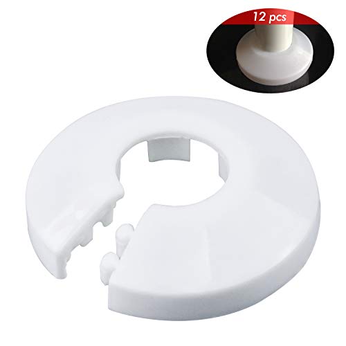 WEKON 12pcs Radiador Plástico de Tubo, Collar para Tubería, Roseta de Tubo, Cubierta Collar de Tubo, Cubierta de Tubería Plástica Blanco PP