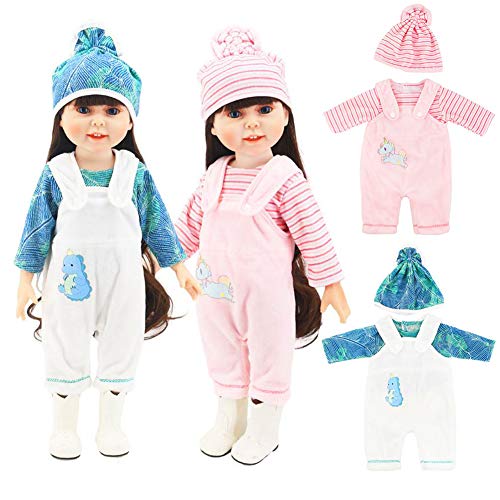 WENTS Ropa de Muñecas 2 Conjunto Ropa de Muñecas para New Born Baby Doll Unicornio Trajes 18 "Ropa de Muñecas para Bebés (Rosa, Verde Blanco)